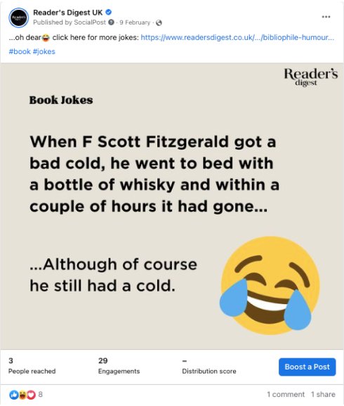reader's digest uk social media engagement